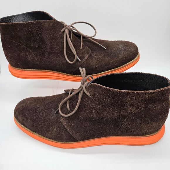 Cole Haan Mens 13 C11187 LunarGrand Brown Suede Leather Orang Chukka Boots Ankle